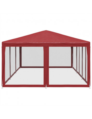 Tenda per Feste con 10 Pareti Laterali in Rete Rossa 6x4 m HDPE