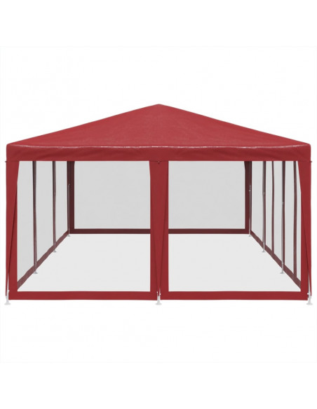 Tenda per Feste con 10 Pareti Laterali in Rete Rossa 6x4 m HDPE