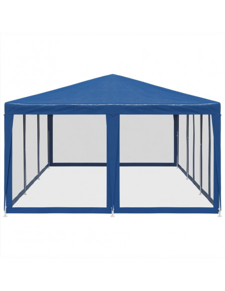 Tenda per Feste con 10 Pareti Laterali in Rete Blu 6x4 m HDPE