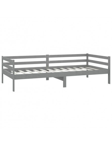 Divano Letto con Materasso 90x200 cm Grigio in Legno di Pino