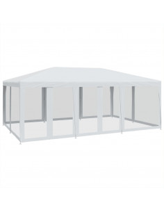 Tenda per Feste con 10 Pareti Laterali in Rete Bianca 6x4m HDPE