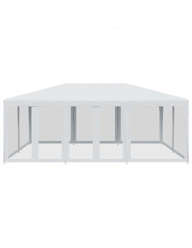 Tenda per Feste con 10 Pareti Laterali in Rete Bianca 6x4m HDPE