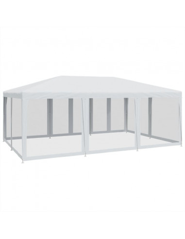 Tenda per Feste con 10 Pareti Laterali in Rete Bianca 6x4m HDPE