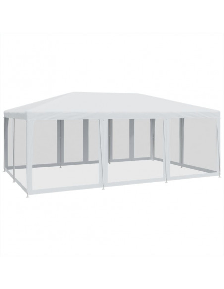 Tenda per Feste con 10 Pareti Laterali in Rete Bianca 6x4m HDPE