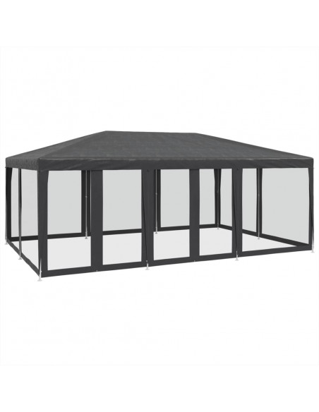 Tenda per Feste con 10 Pareti in Rete Antracite 6x4 m in HDPE