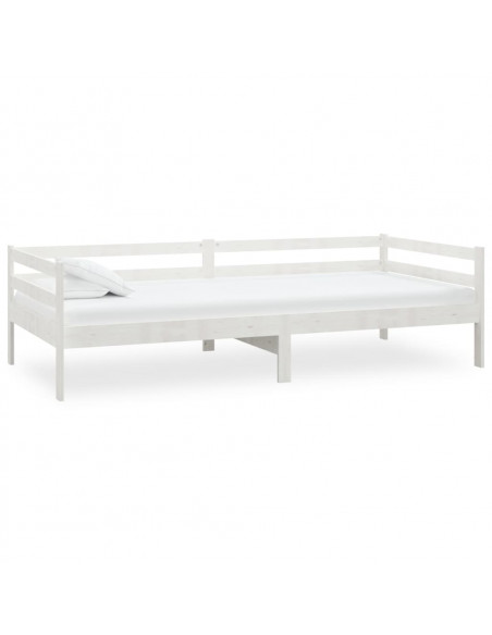 Divano Letto con Materasso 90x200 cm Bianco in Legno di Pino