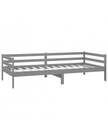 Divano Letto con Materasso 90x200 cm Grigio in Legno di Pino
