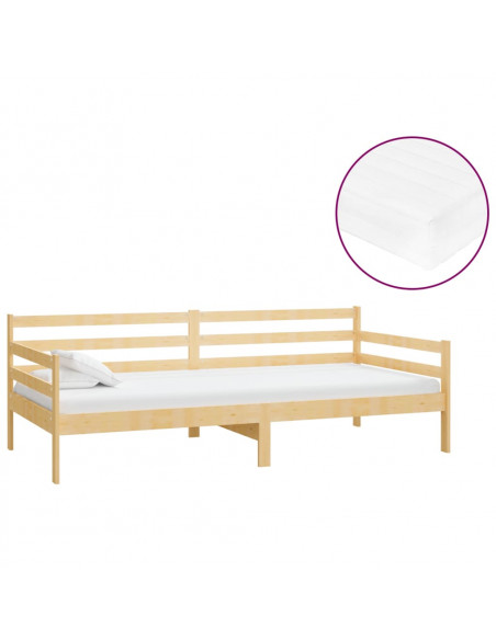 Divano Letto con Materasso 90x200 cm Legno Massello di Pino