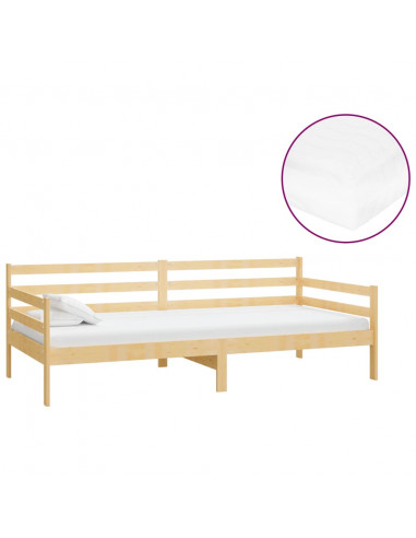 Divano Letto con Materasso 90x200 cm Legno Massello di Pino