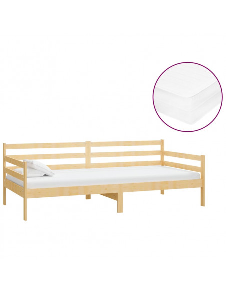 Divano Letto con Materasso 90x200 cm Legno Massello di Pino