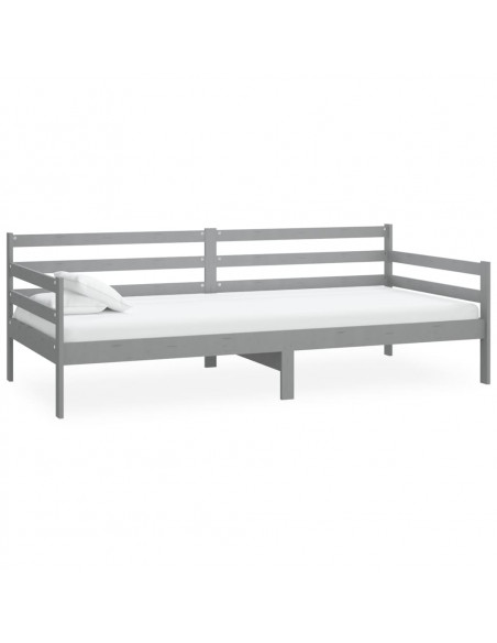Divano Letto con Materasso 90x200 cm Grigio in Legno di Pino