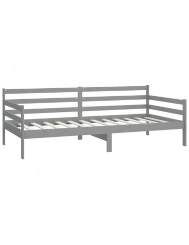 Divano Letto con Materasso 90x200 cm Grigio in Legno di Pino