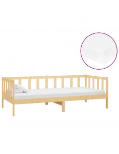 Divano Letto con Materasso 90x200 cm Legno Massello di Pino 2