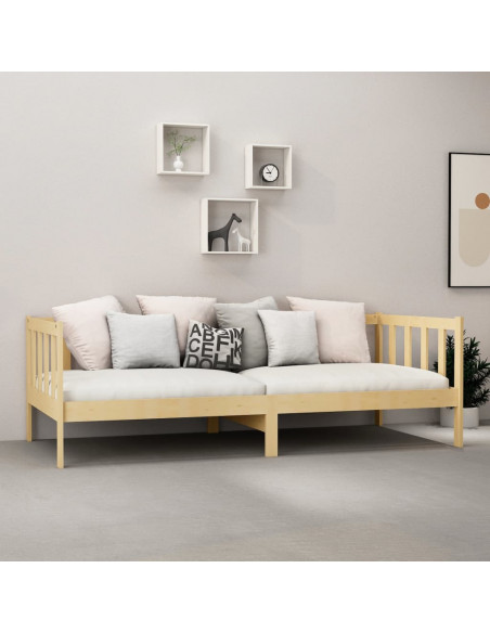 Divano Letto con Materasso 90x200 cm Legno Massello di Pino