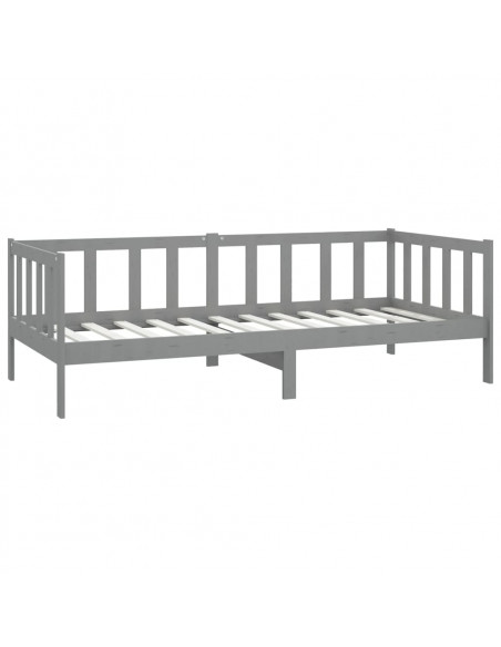 Divano Letto con Materasso 90x200 cm Grigio in Legno di Pino
