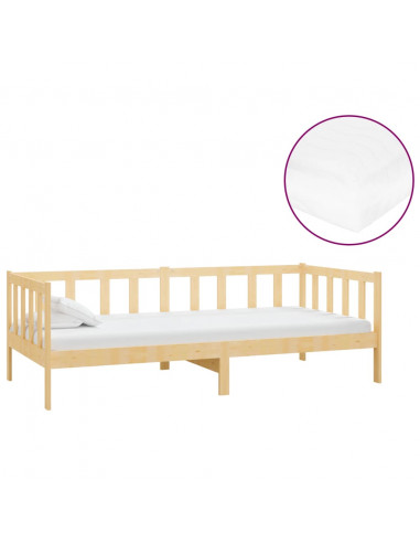 Divano Letto con Materasso 90x200 cm Legno Massello di Pino