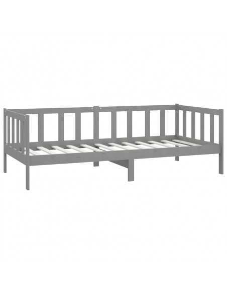 Divano Letto con Materasso 90x200 cm Grigio in Legno di Pino