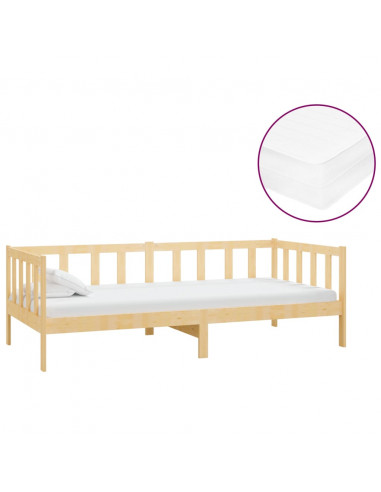 Divano Letto con Materasso 90x200 cm Legno Massello di Pino