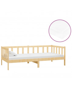 Divano Letto con Materasso 90x200 cm Legno Massello di Pino 2