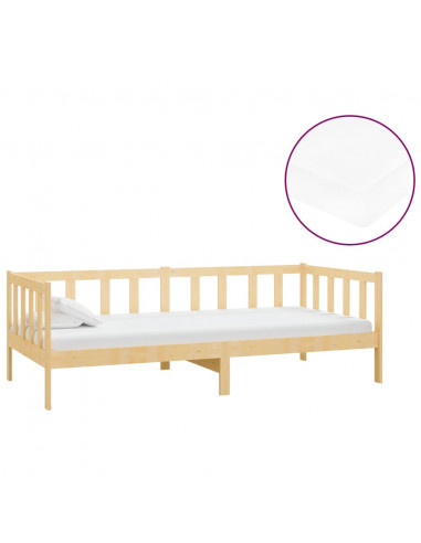 Divano Letto con Materasso 90x200 cm Legno Massello di Pino