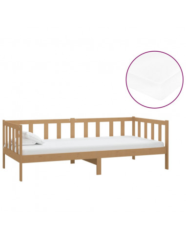 Divano Letto con Materasso 90x200 cm Miele in Legno di Pino