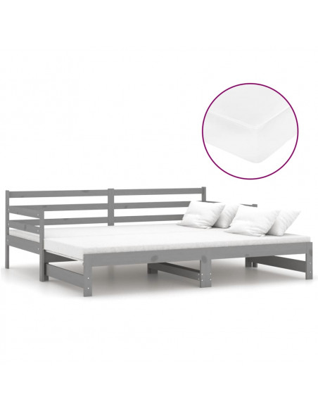 Dormeuse Estraibile 2x(90x200) cm Grigia in Legno di Pino