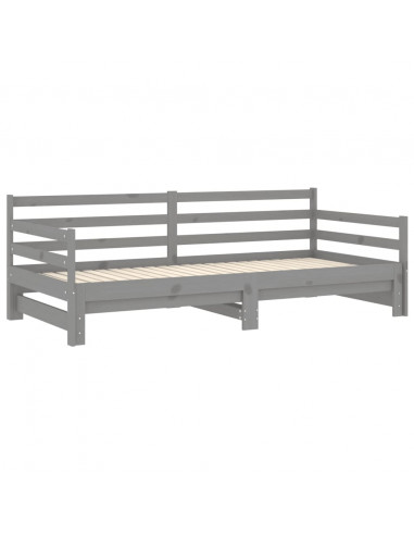 Dormeuse Estraibile 2x(90x200) cm Grigia in Legno di Pino