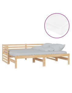 Dormeuse Estraibile 2x(90x200) cm in Legno Massello di Pino 2