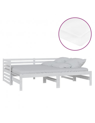Dormeuse Estraibile 2x(90x200) cm Bianca in Massello di Pino