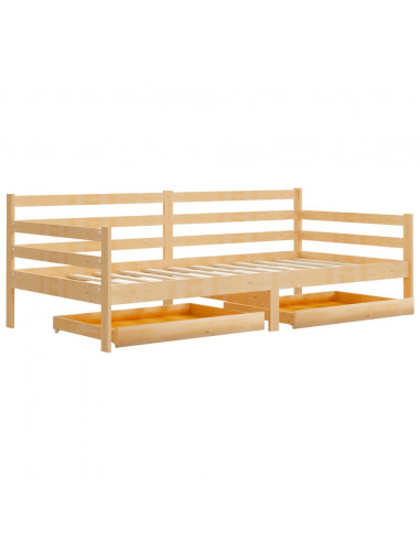 Divano Letto con Cassetti 90x200 cm Legno Massello di Pino