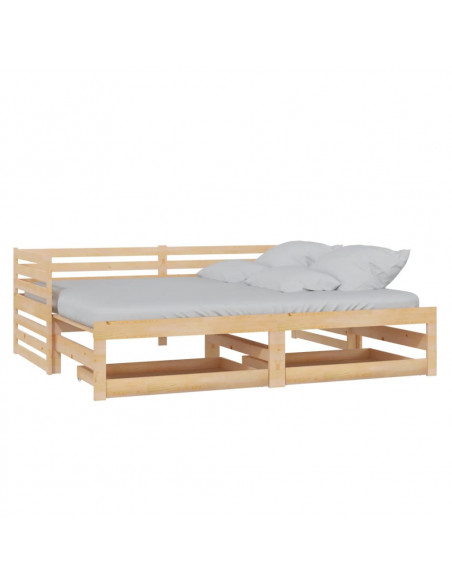 Dormeuse Estraibile 2x(90x200) cm Legno Massello di Pino