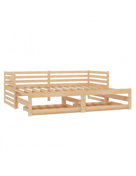 Dormeuse Estraibile 2x(90x200) cm Legno Massello di Pino
