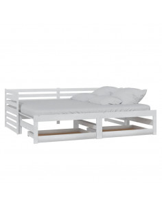 Dormeuse Estraibile 2x(90x200) cm Bianca in Massello di Pino 2
