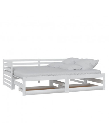 Dormeuse Estraibile 2x(90x200) cm Bianca in Massello di Pino
