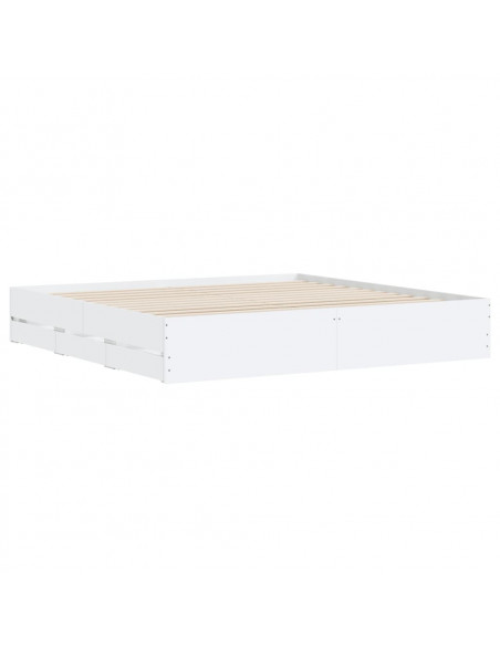 Giroletto con Cassetti Bianco 160x200 cm in Legno Multistrato