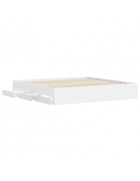 Giroletto con Cassetti Bianco 160x200 cm in Legno Multistrato