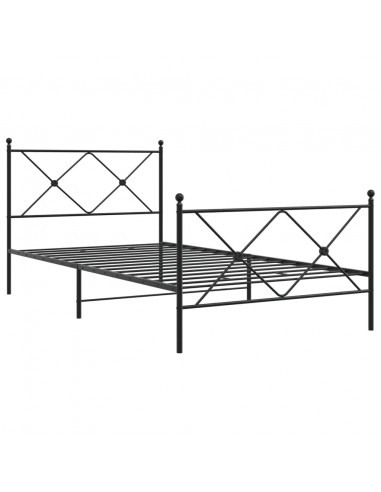 Giroletto con Testiera e Pediera Metallo Nero 100x190 cm