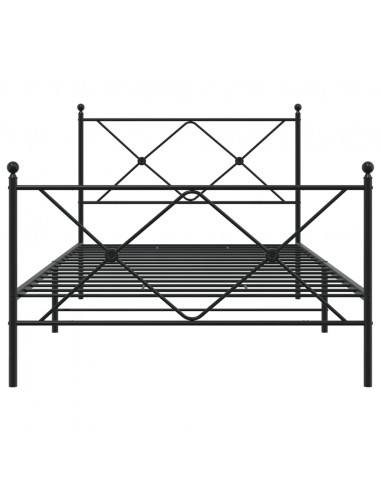 Giroletto con Testiera e Pediera Metallo Nero 100x190 cm