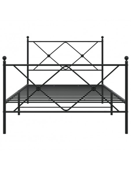 Giroletto con Testiera e Pediera Metallo Nero 100x190 cm