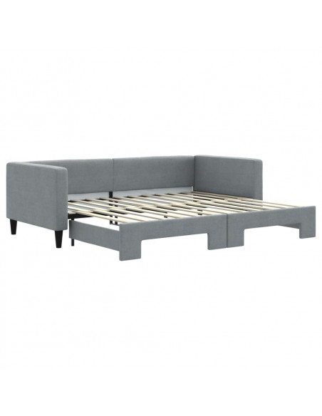 Divano Letto con Letto Estraibile Grigio Chiaro 90x200 Tessuto