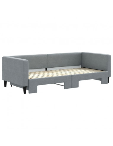 Divano Letto con Letto Estraibile Grigio Chiaro 90x200 Tessuto