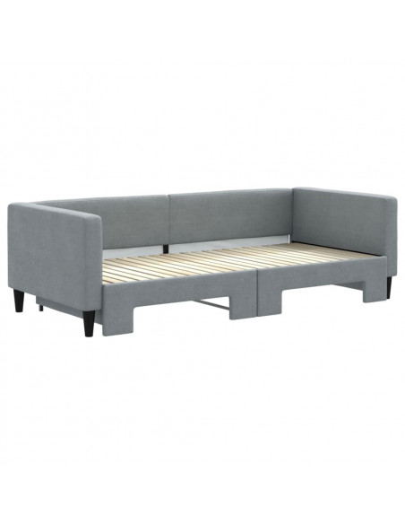 Divano Letto con Letto Estraibile Grigio Chiaro 90x200 Tessuto