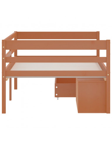 Giroletto con Cassetti Grigio Scuro in Legno di Pino 90x200 cm