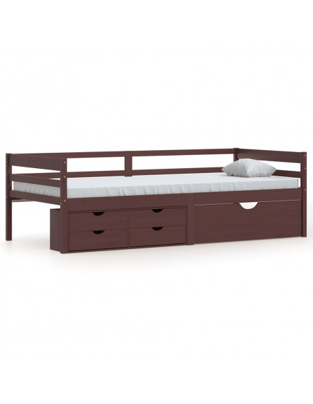 Giroletto con Cassetti Marrone Miele in Legno di Pino 90x200 cm