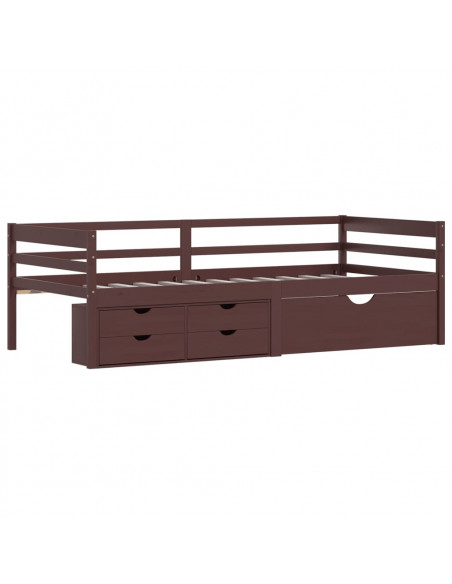 Giroletto con Cassetti Marrone Miele in Legno di Pino 90x200 cm