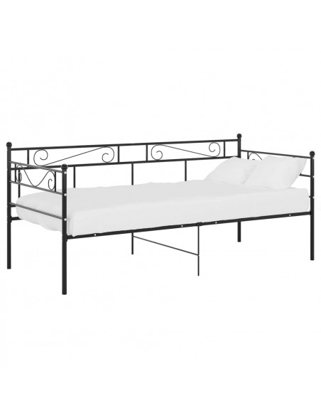 Divano Letto Telaio Nero in Metallo 90x200 cm