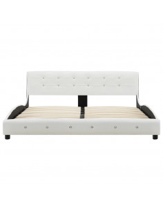Letto con Materasso Memory Foam Bianco in Similpelle 160x200 cm 2