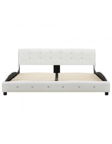 Letto con Materasso Memory Foam Bianco in Similpelle 160x200 cm