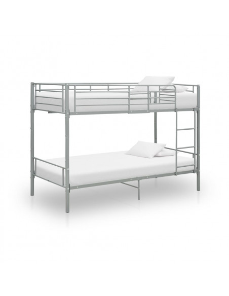 Letto a Castello Grigio in Metallo 90x200 cm