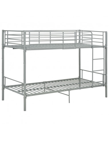 Letto a Castello Grigio in Metallo 90x200 cm